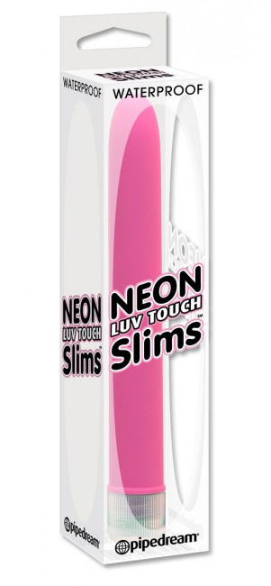 Тонкий розовый классический вибратор Neon Luv Touch Slims - 14,6 см., Pipedream