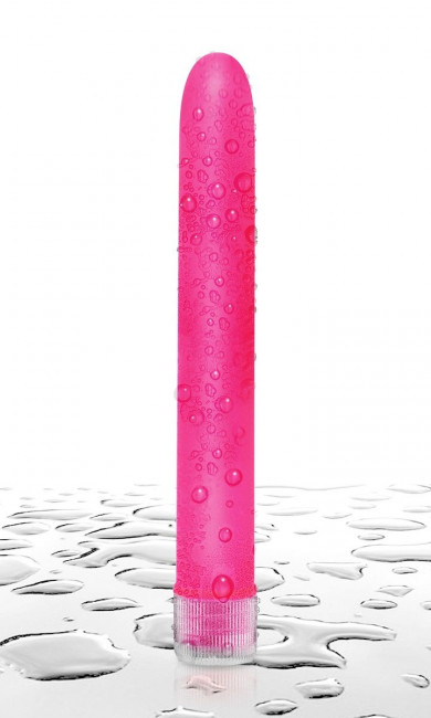 Тонкий розовый классический вибратор Neon Luv Touch Slims - 14,6 см., Pipedream