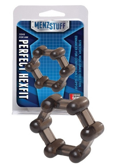 Чёрное эрекционное кольцо Perfect HexFit Smoke, Dream Toys