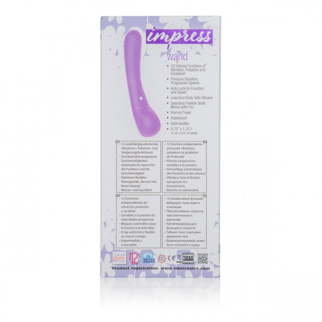 Фиолетовый вибромассажер Impress Wand - 12 см., California Exotic Novelties