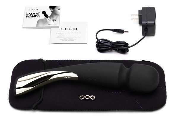 Большой профессиональный массажер Smart Wand Large черного цвета, Lelo