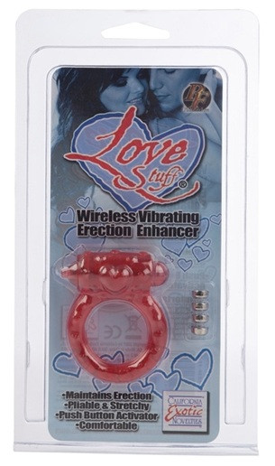 Красное эрекционное кольцо на пенис с вибрацией LOVE STUFF, California Exotic Novelties