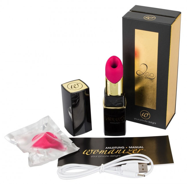 Бесконтактный стимулятор клитора в форме помады Womanizer W-260 2GO в чёрном корпусе, Womanizer