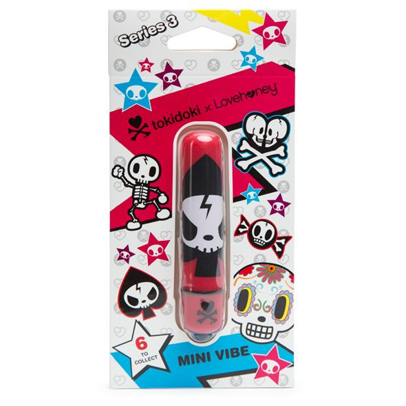 Красная вибропуля с принтом MINI BULLET VIBRATOR ACE, Tokidoki