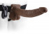 Коричневый фаллопротез с вибрацией 9" Vibrating Hollow Strap-On with Balls - 24 см., Pipedream