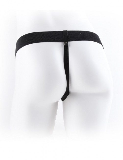 Коричневый фаллопротез с вибрацией 9" Vibrating Hollow Strap-On with Balls - 24 см., Pipedream
