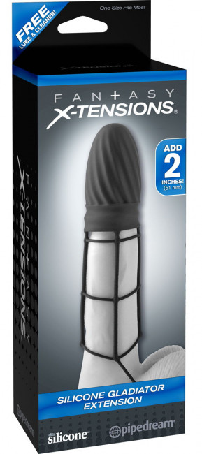Чёрная насадка Silicone Gladiator Extension - 14 см., Pipedream