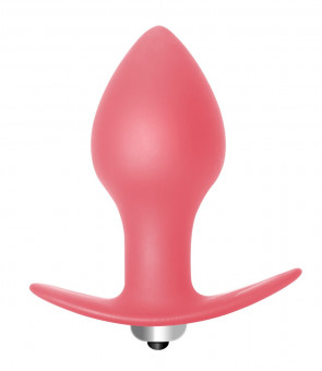 Розовая анальная пробка с вибрацией Bulb Anal Plug - 10 см., Lola toys