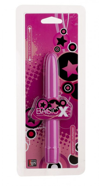 Гладкий классический вибратор BASICX MULTISPEED VIBRATOR PURPLE 6INCH - 15 см., Dream Toys
