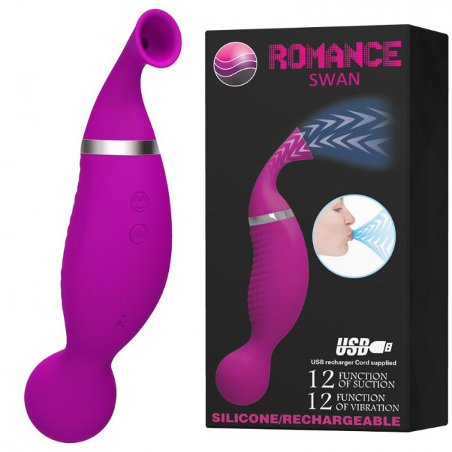 Двусторонний стимулятор Romance Swan - с вибрацией и функцией всасывания, Baile