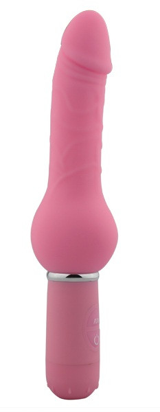 Розовый реалистичный вибратор с ограничителем Curvy Dong - 20,5 см., Howells