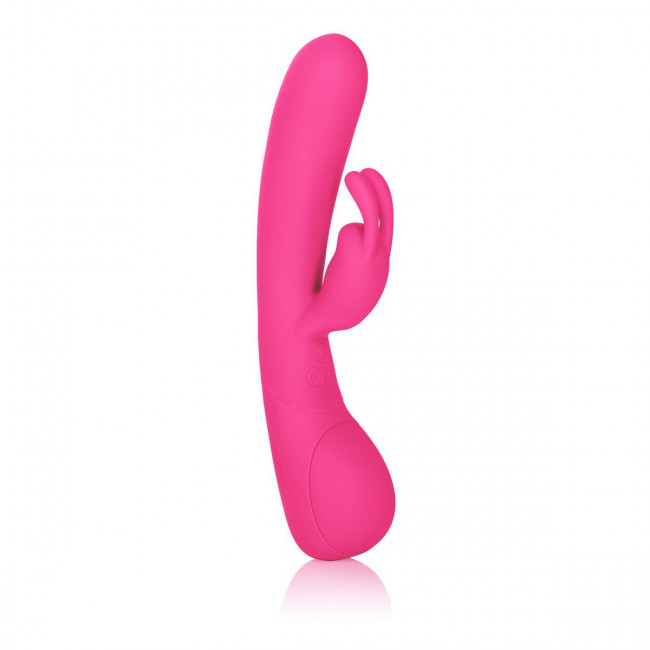 Розовый вибромассажер Impress Rabbit со стимуляцией клитора - 18 см., California Exotic Novelties