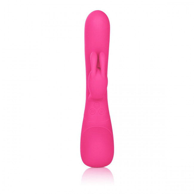Розовый вибромассажер Impress Rabbit со стимуляцией клитора - 18 см., California Exotic Novelties