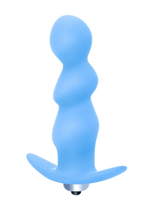 Голубая анальная пробка с вибрацией Spiral Anal Plug - 12 см., Lola toys