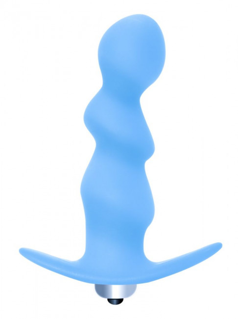 Голубая анальная пробка с вибрацией Spiral Anal Plug - 12 см., Lola toys