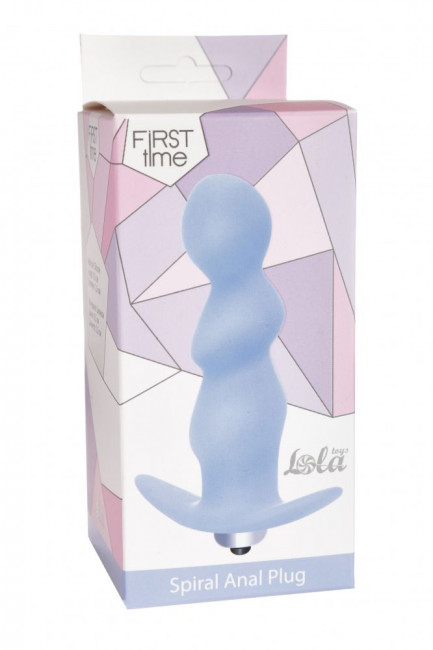 Голубая анальная пробка с вибрацией Spiral Anal Plug - 12 см., Lola toys
