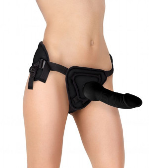 Чёрный страпон Deluxe Silicone Strap On 10 Inch - 25,5 см., Shots Media BV