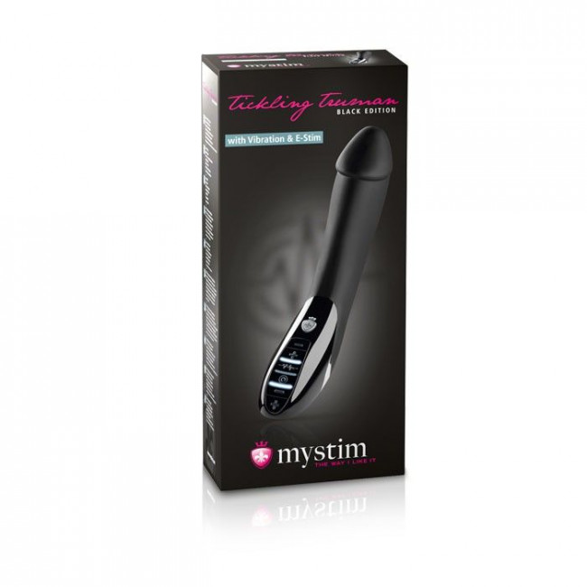 Вибратор с электростимуляцией Tickling Truman Black Edition - 27 см., MyStim