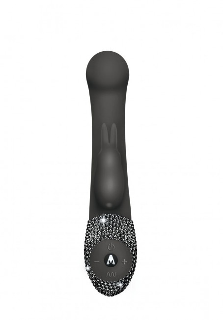 Чёрный вибратор The G-spot Rabbit со стразами на рукояти - 22 см., The Rabbit Company