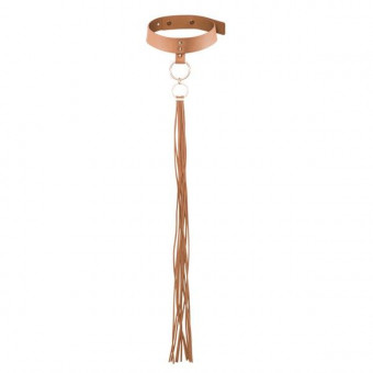 Коричневый ошейник с кистями Tassel Choker, Bijoux Indiscrets