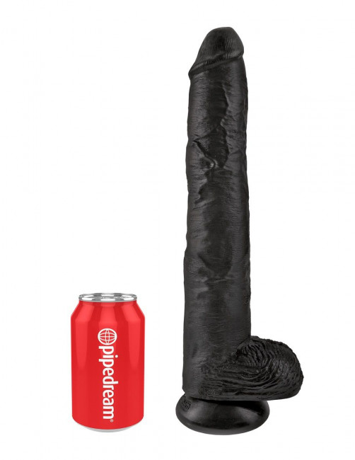 Чёрный фаллоимитатор-гигант 14" Cock with Balls - 37,5 см., Pipedream