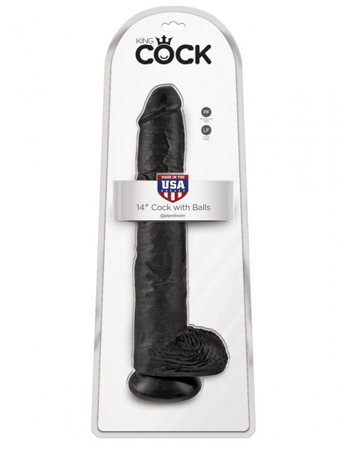 Чёрный фаллоимитатор-гигант 14" Cock with Balls - 37,5 см., Pipedream