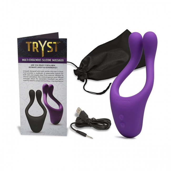 Фиолетовый вибромассажер для пар TRYST Multi Erogenous Zone Massager, Doc Johnson