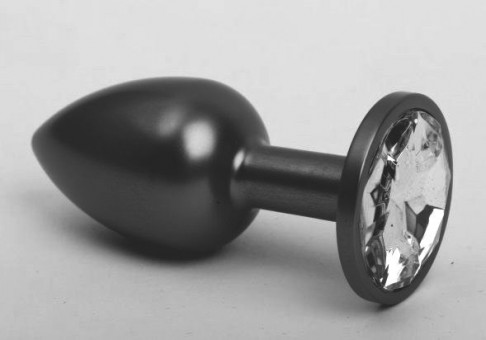 Чёрная анальная пробка с прозрачным стразом - 7,6 см., 4sexdreaM