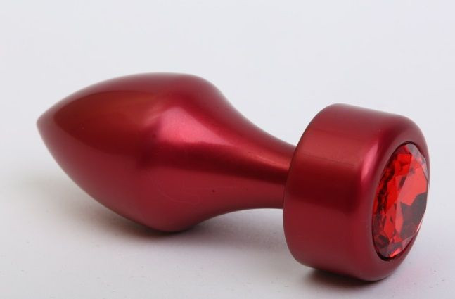 Красная анальная пробка с широким основанием и красным кристаллом - 7,8 см., 4sexdreaM
