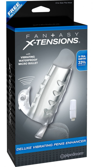 Прозрачная вибронасадка  Deluxe Vibrating Penis Enhancer - 13 см., Pipedream