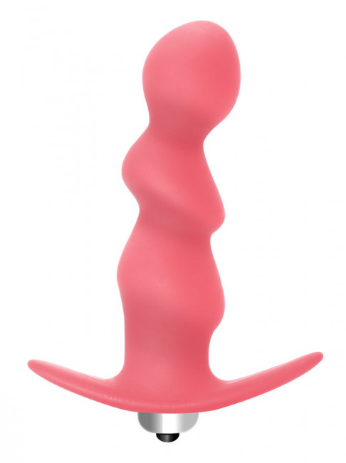 Розовая анальная пробка с вибрацией Spiral Anal Plug - 12 см., Lola toys