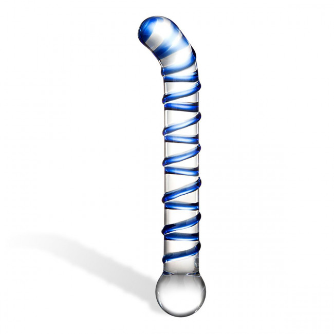 Изогнутый стеклянный фаллос G-Spot Glass Dildo - 17 см., Glas