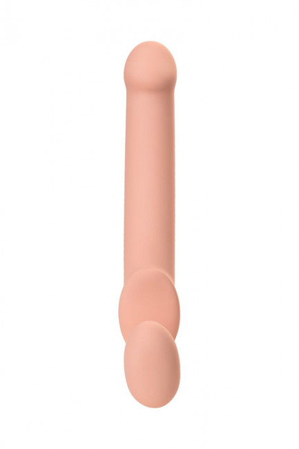 Телесный безремневой страпон Silicone Bendable Strap-On XL