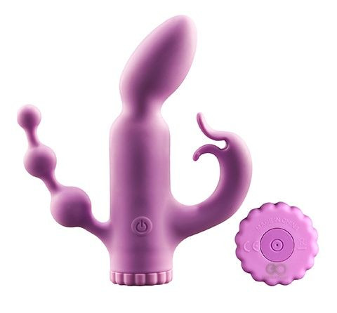 Фиолетовый вибратор с отростками TRIBRATOR 6INCH RECHARGE VIBE - 14 см., NMC