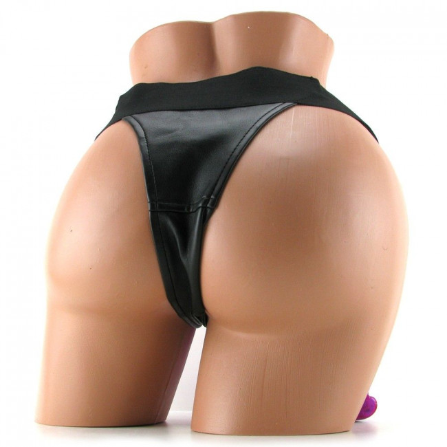 Фиолетовый двойной страпон с вибрацией Double Penetrator Vibe Strap-On - 19 см., Pipedream