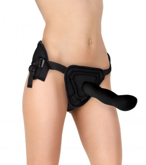 Чёрный страпон Deluxe Silicone Strap On 10 Inch с волнистой насадкой - 25,5 см., Shots Media BV