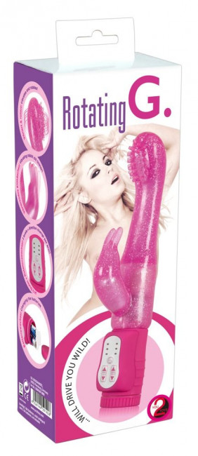 Розовый G-стимулятор с клиторальный отростком Rotating G-spot Rabbit - 25 см., Orion