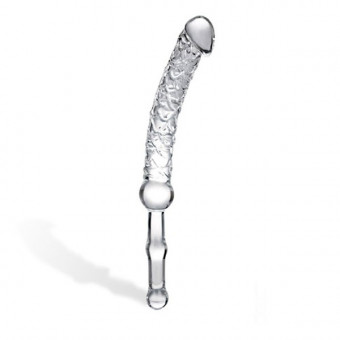 Стеклянный фаллос с длинной ручкой, 22 см, Glas