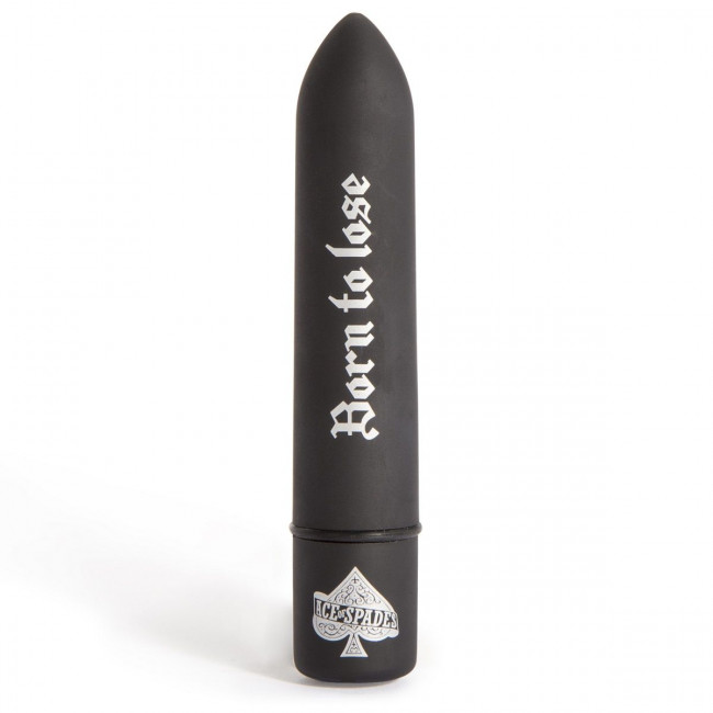 Чёрная вибропуля с надписью Motorhead Ace of Spades 10 Function Bullet Vibrator, Motorhead
