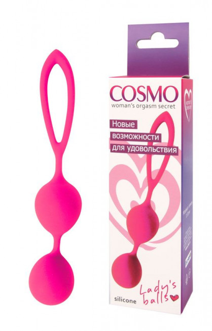 Розовые вагинальные шарики с петлёй Cosmo, Bior toys