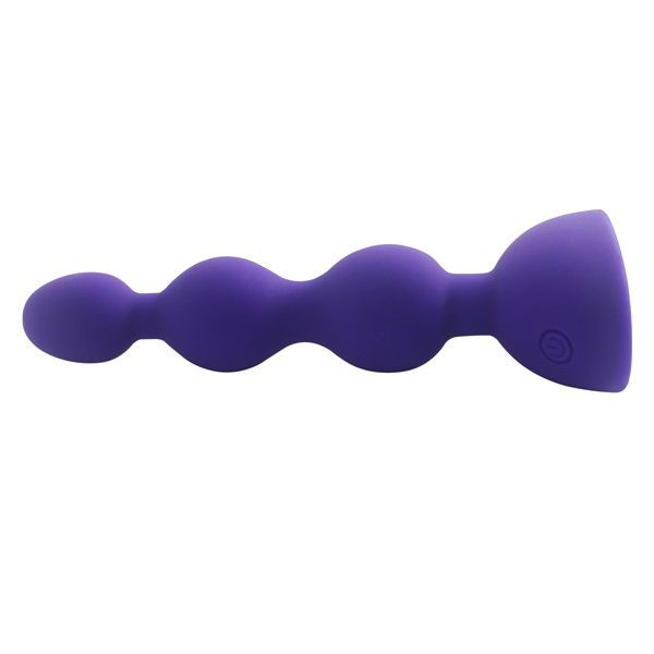 Фиолетовый анальный вибростимулятор Anal Beads S с пультом ДУ - 14,5 см. 