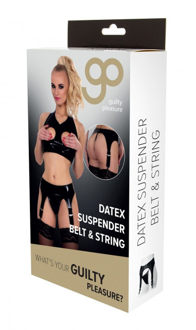 Пояс для чулок и трусики-стринги из датекса Datex Suspender Belt and String, Blush Novelties Пояс для чулок и трусики-стринги из датекса Datex Suspender Belt and String, Blush Novelties