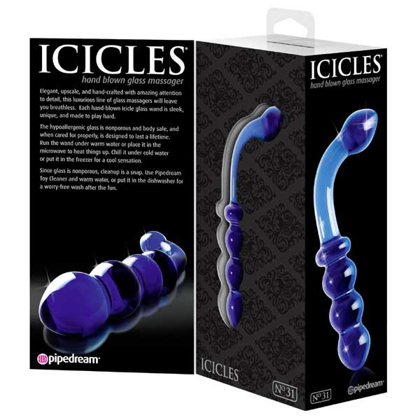 Синий стеклянный анальный стимулятор ICICLES № 31, Pipedream Синий стеклянный анальный стимулятор ICICLES № 31, Pipedream