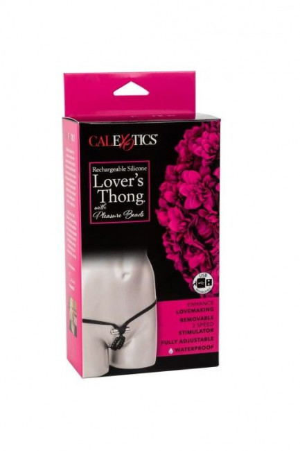 Черные стимулирующие трусики с вибрацией Lovers Thong with Pleasure Beads Черные стимулирующие трусики с вибрацией Lovers Thong with Pleasure Beads