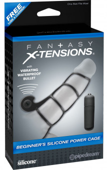 Чёрная вибронасадка  Beginners Silicone Power Cage - 12 см.  , Pipedream
