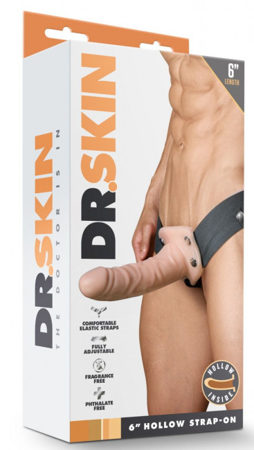 Телесный полый страпон Dr. Skin 6 Inch Hollow Strap On - 15,2 см. Телесный полый страпон Dr. Skin 6 Inch Hollow Strap On - 15,2 см.
