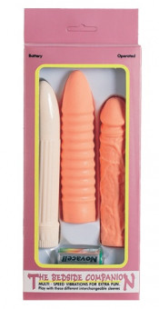 Пластиковый вибратор с двумя насадками THE BEDSIDE COMPANION VIBRATOR KIT, Seven Creations