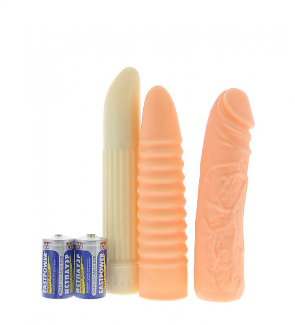 Пластиковый вибратор с двумя насадками THE BEDSIDE COMPANION VIBRATOR KIT, Seven Creations