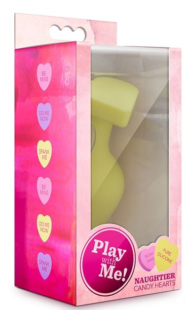 Желтая анальная пробка с основанием-сердечком Naughtier Candy Heart Fill Me Up - 8,9 см.