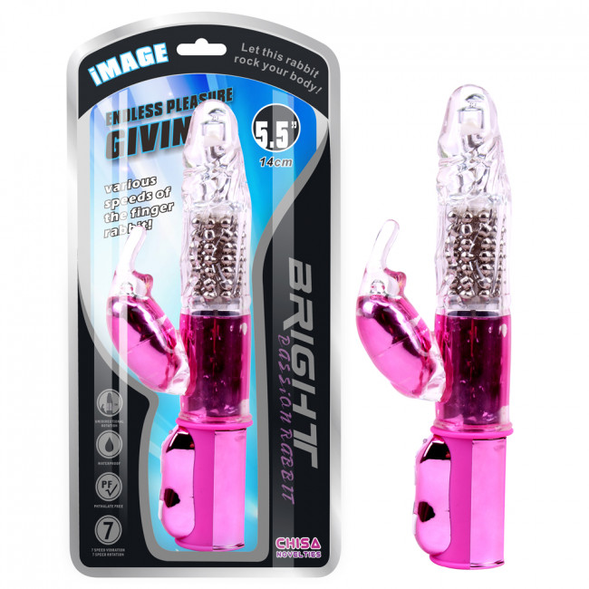 Розовый вибратор со стимулятором клитора Bright Passion Rabbit - 27 см., Chisa Розовый вибратор со стимулятором клитора Bright Passion Rabbit - 27 см., Chisa